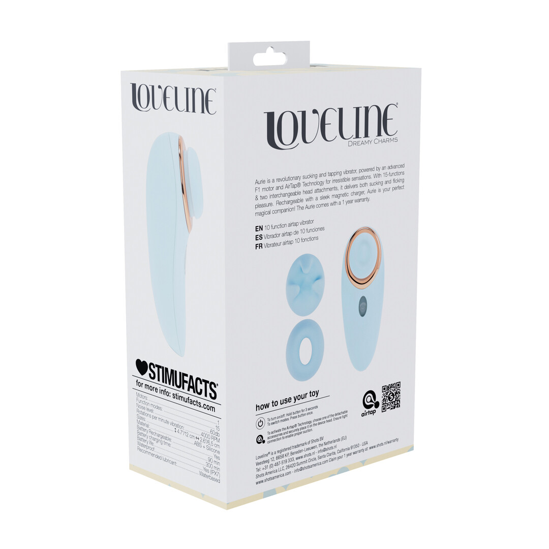 Aurie - AirTap Vibrator met Twee Hoofdaccessoires - Blauw - Afbeelding 3