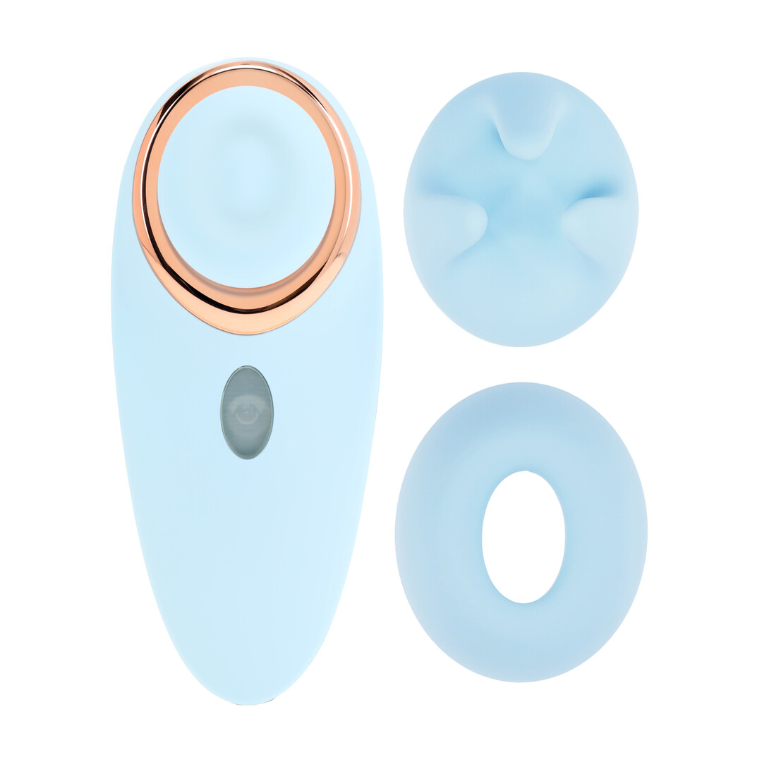 Aurie - AirTap Vibrator met Twee Hoofdaccessoires - Blauw - Afbeelding 5