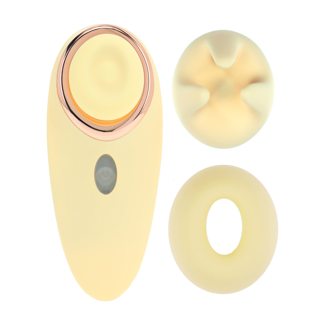 Aurie - AirTap Vibrator met Twee Hoofdaccessoires - Geel - Afbeelding 4