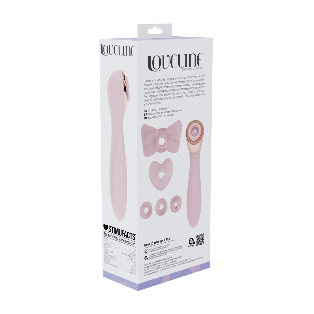 Darling - AirTap Wand Vibrator met Vijf Koppen Accessoires - Roze - Afbeelding 3