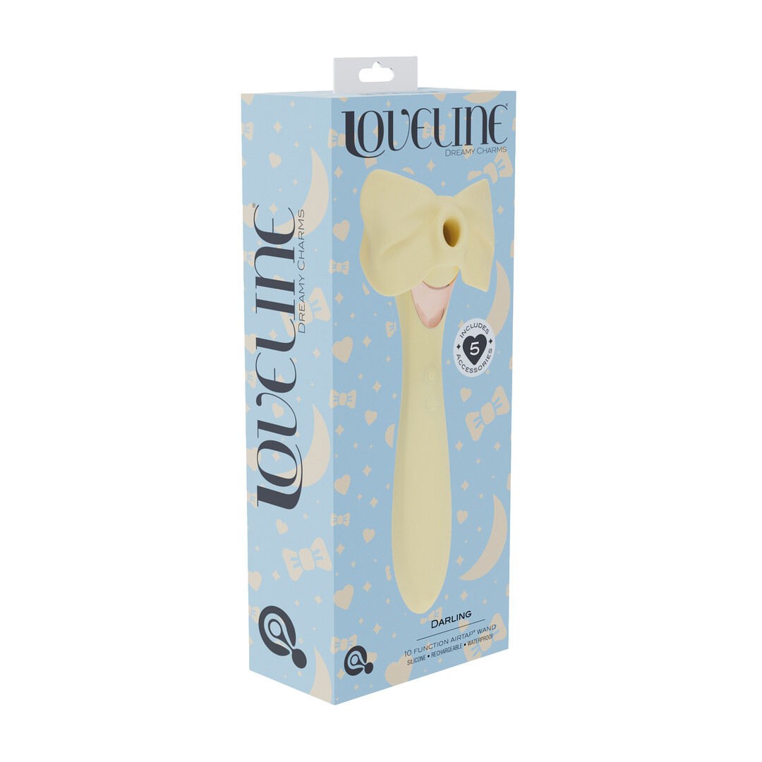 Darling - AirTap Wand Vibrator met Vijf Koppen Accessoires - Geel - Afbeelding 2