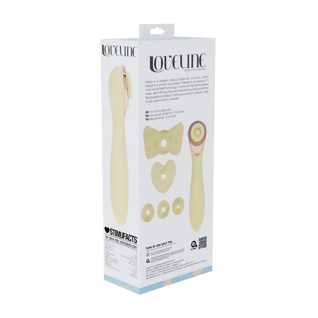 Darling - AirTap Wand Vibrator met Vijf Koppen Accessoires - Geel - Afbeelding 3