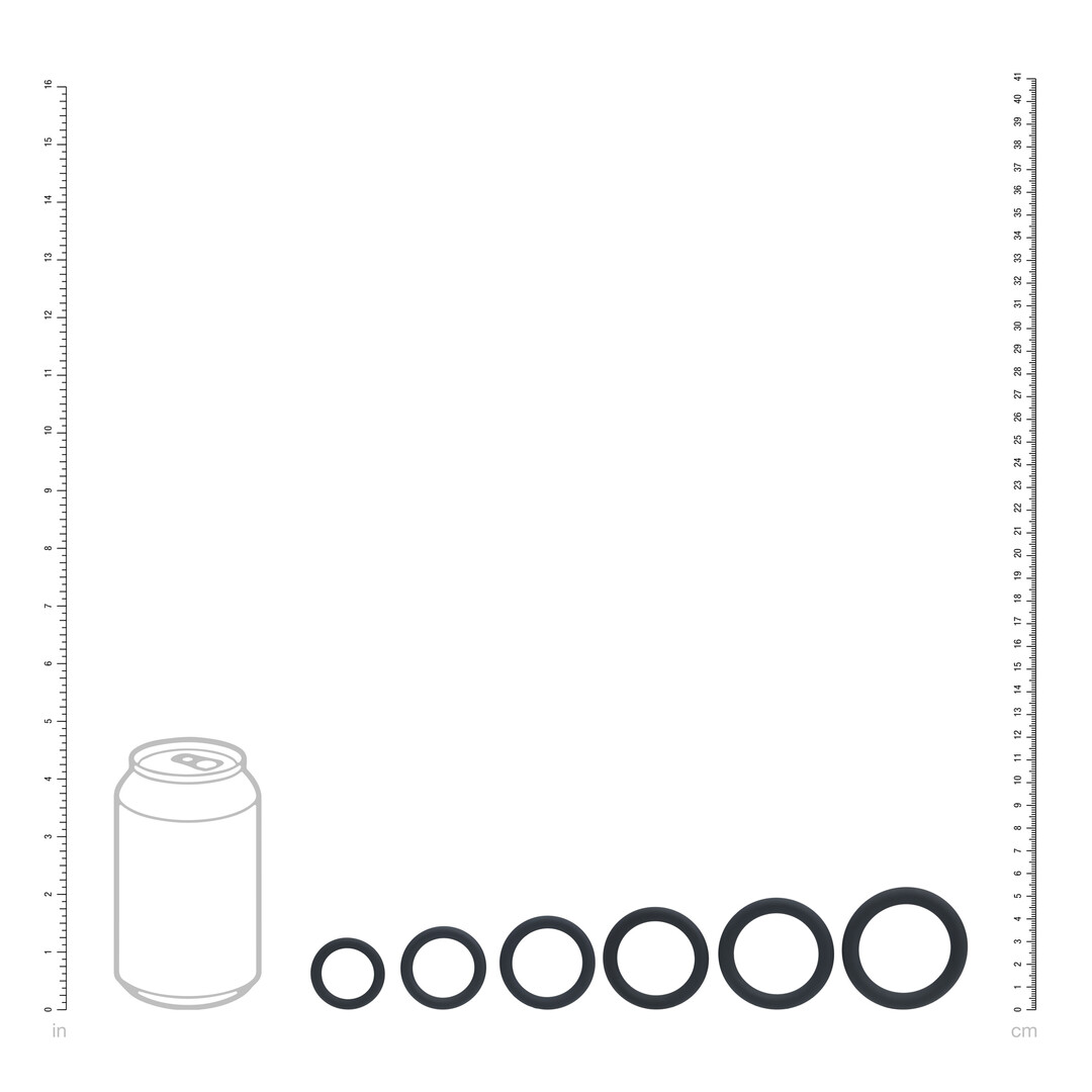 Classic Silicone Cockring Set van 6 - Zwart - Afbeelding 5