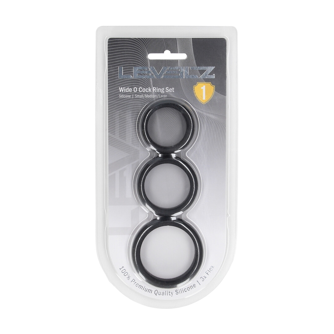 Wide O Siliconen Cockring Set van 3 - S/M/L - Zwart - Afbeelding 2