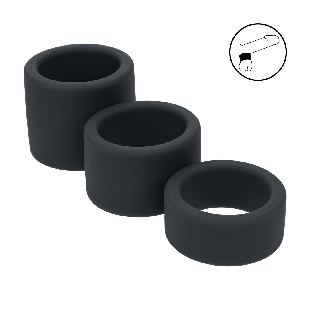 Vloeibare Siliconen Balriem Set van 3 - S/M/L - Zwart