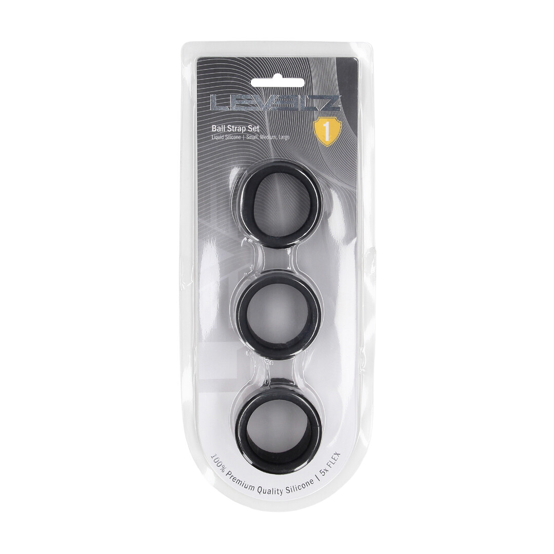 Vloeibare Siliconen Balriem Set van 3 - S/M/L - Zwart - Afbeelding 2