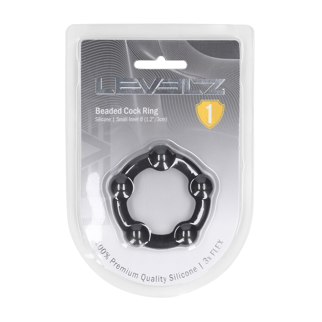 Kralen Silikon Cockring - S - 30mm - Zwart - Afbeelding 2