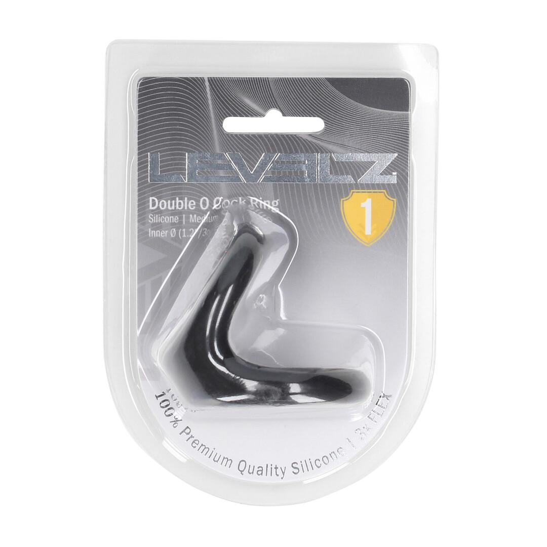Double O Silicone Cockring - M - Zwart - Afbeelding 2