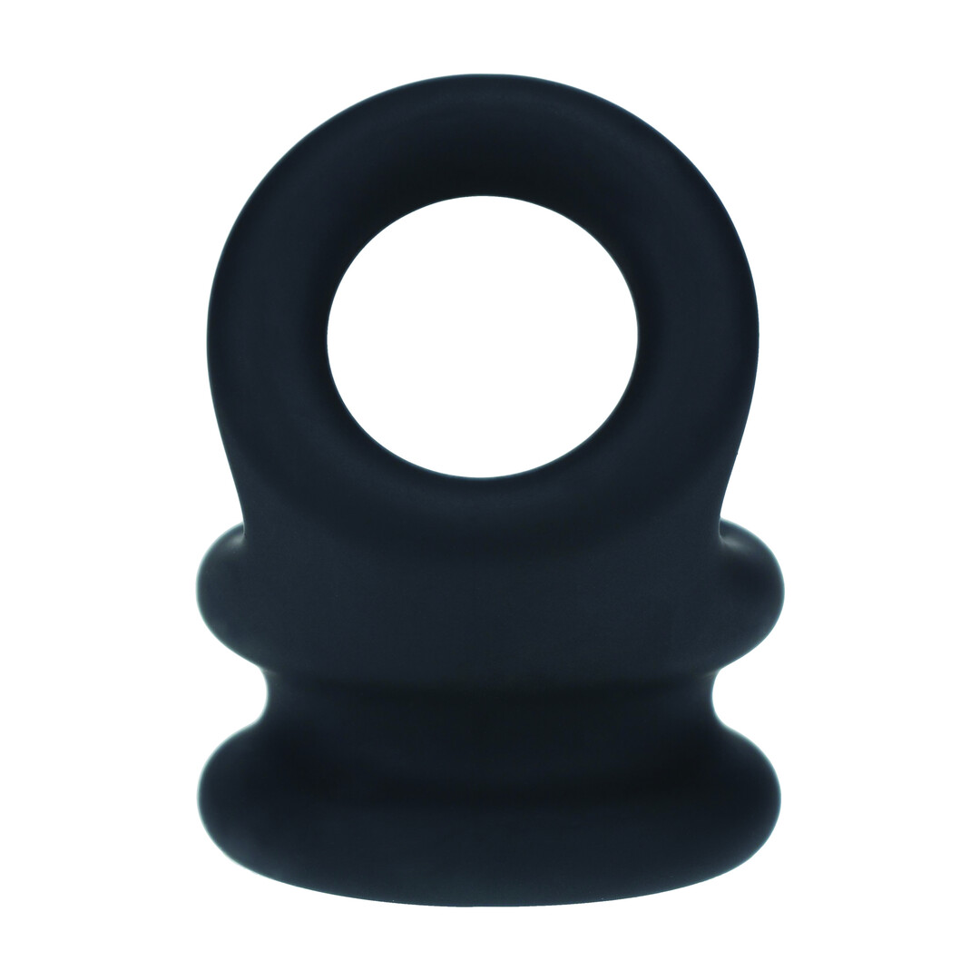 Brede Dubbele O Siliconen Cockring - S - Zwart - Afbeelding 5