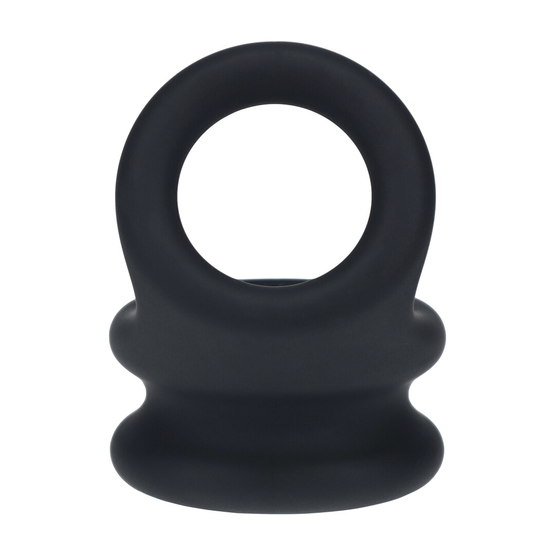 Brede Dubbele O Siliconen Cockring - M - Zwart - Afbeelding 5
