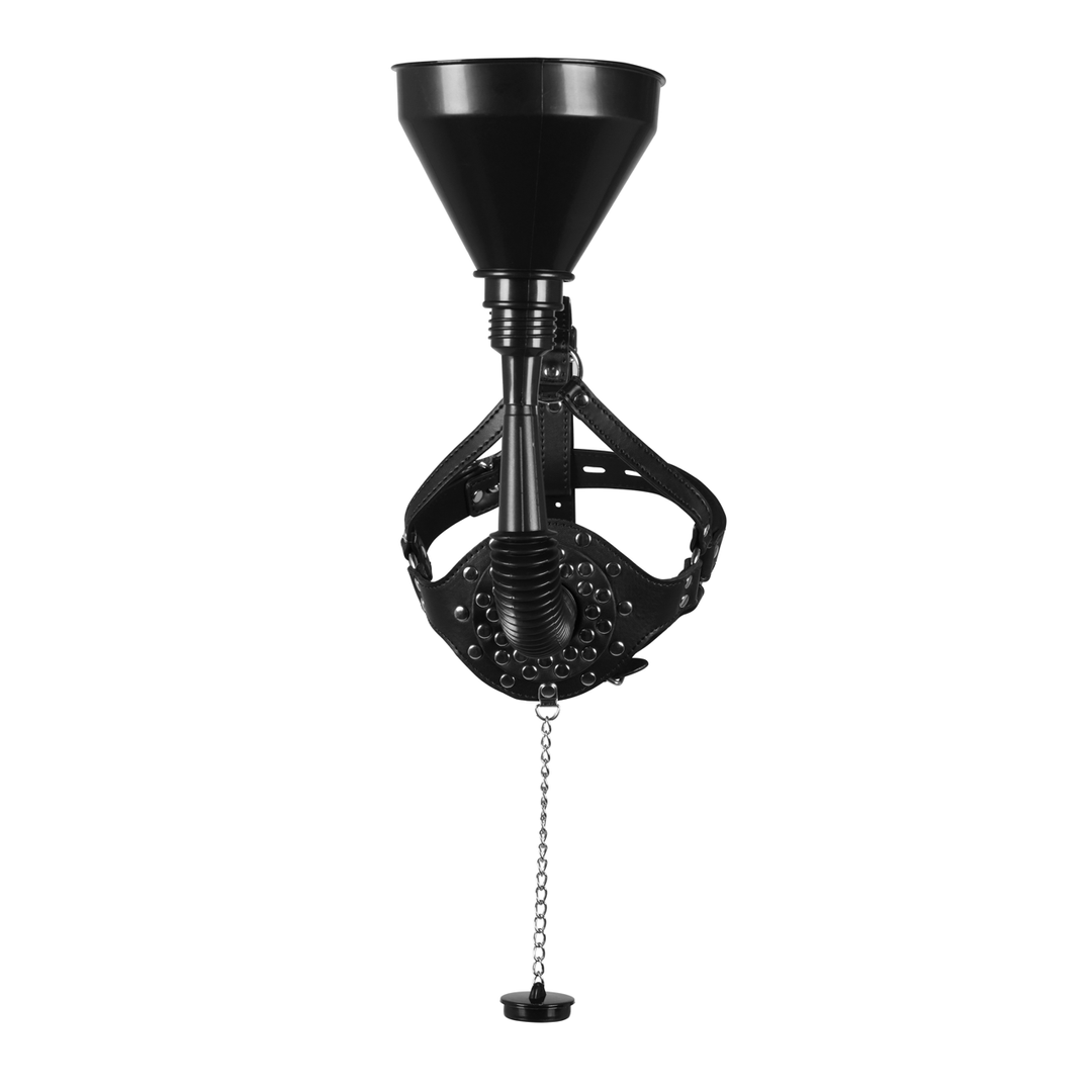 Open Mouth Gag Hoofdband met Trechter - Zwart - Afbeelding 5