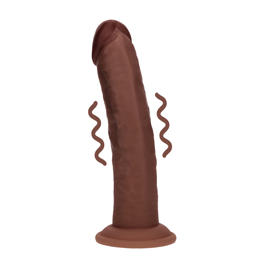 Dual Density Silicone Gebogen Realistische Vibrerende Dildo met Zuignap - 8 / 20,3 cm - Bruin