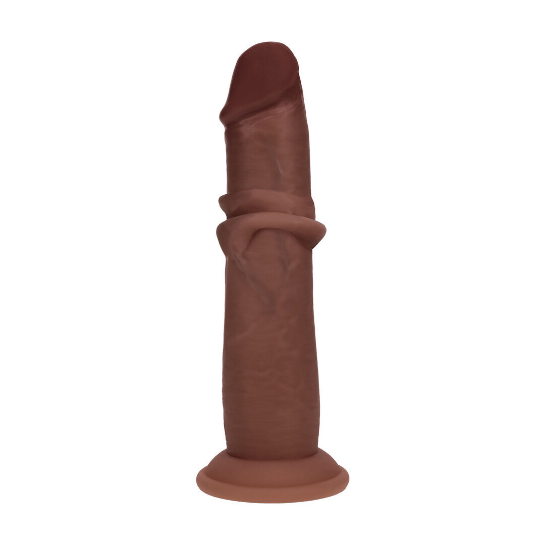 Dual Density Silicone Realistische Sliding Skin Dildo - 6 / 15,5 cm - Bruin - Afbeelding 4
