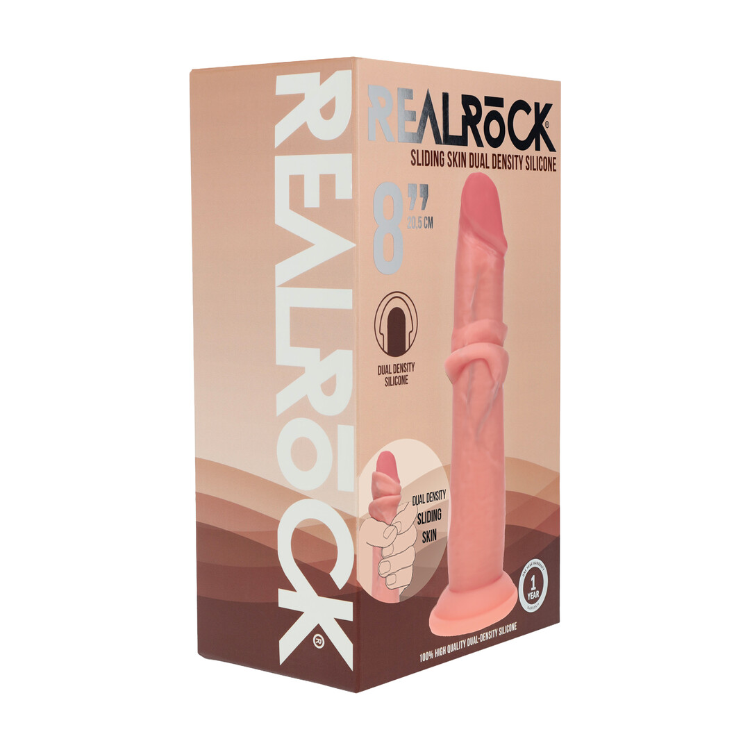 Dual Density Silicone Realistische Sliding Skin Dildo - 8 / 20,5 cm - Vlees - Afbeelding 2