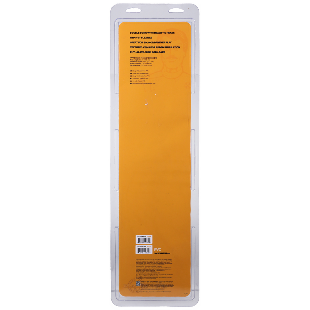 Geaderde Dubbele Kop - Dildo met Dubbele Einden - 18 / 45 cm - Afbeelding 3