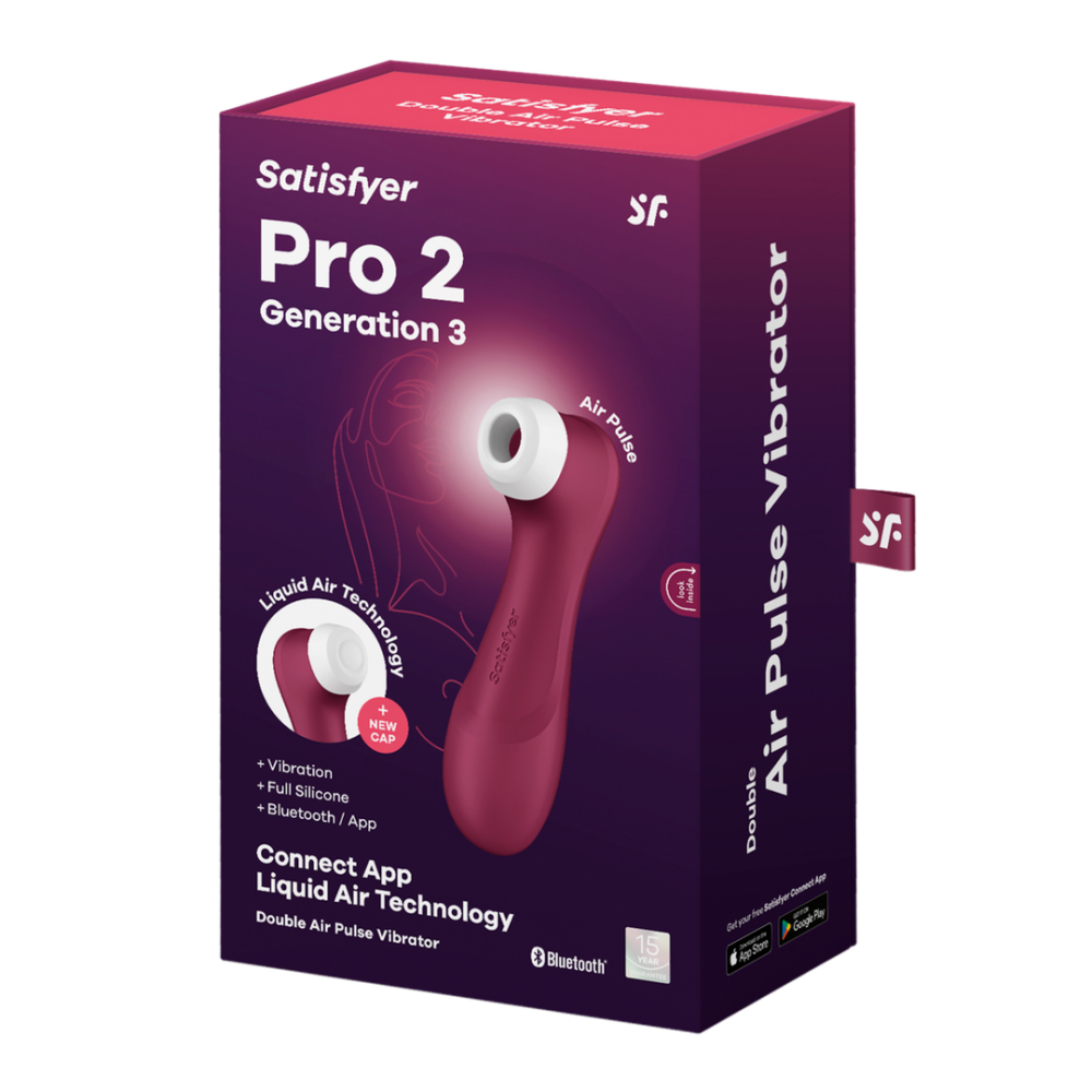 Pro 2 Generatie 3 - Double Air Pulse Vibrator - Liquid Air en Connect App - Wijnrood - Afbeelding 2