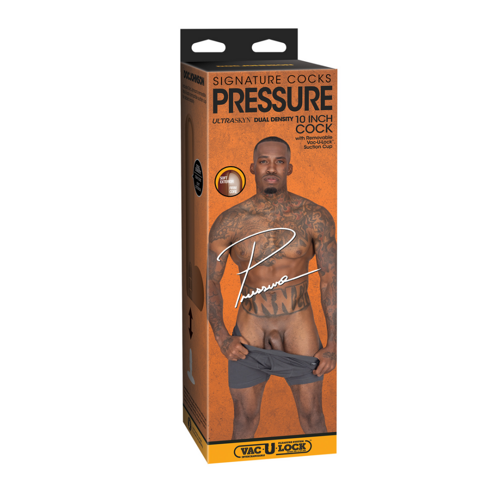Druk - Realistische ULTRASKYN Dildo - 10 / 25 cm - Chocolade - Afbeelding 2