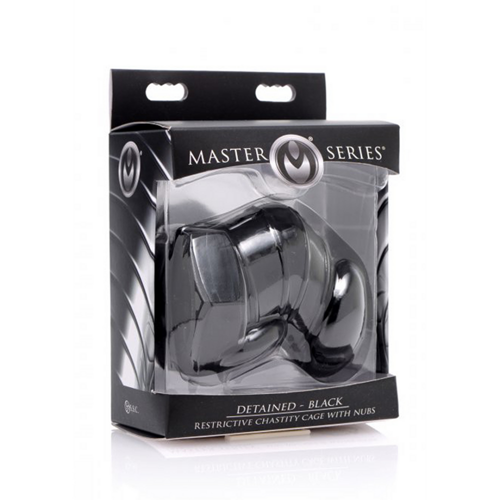 Zwarte Beperkte Chastity Cage met Studs - Afbeelding 2