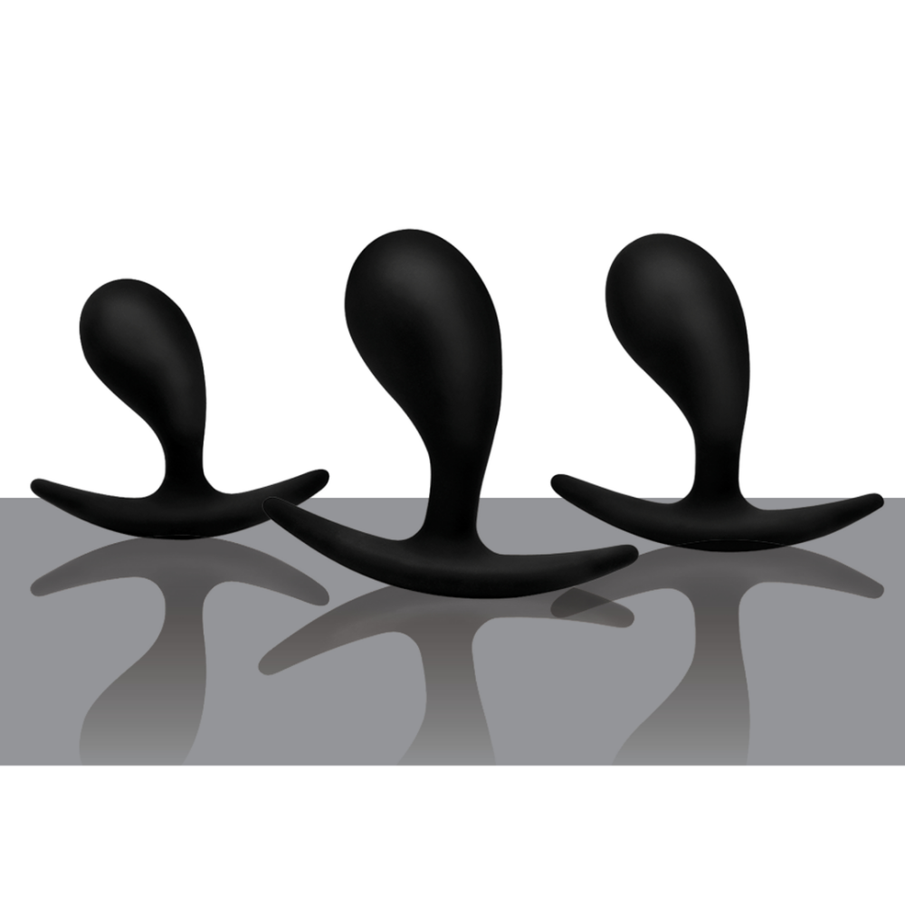 Dark Droplets - 3-delige Gebogen Anale Trainer Set - Zwart