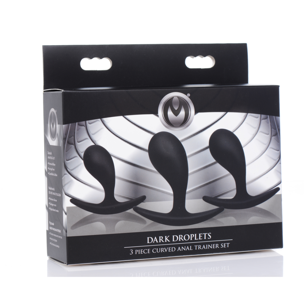 Dark Droplets - 3-delige Gebogen Anale Trainer Set - Zwart - Afbeelding 3