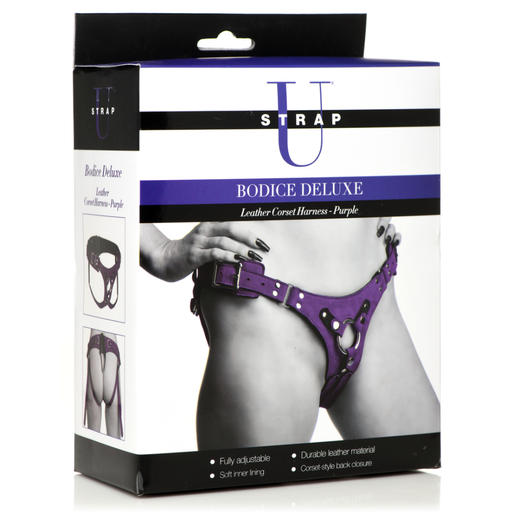 Bodice Deluxe - Leren Korset Harnas - Paars - Afbeelding 2