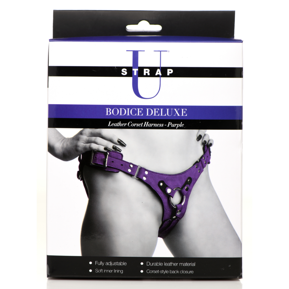 Bodice Deluxe - Leren Korset Harnas - Paars - Afbeelding 3
