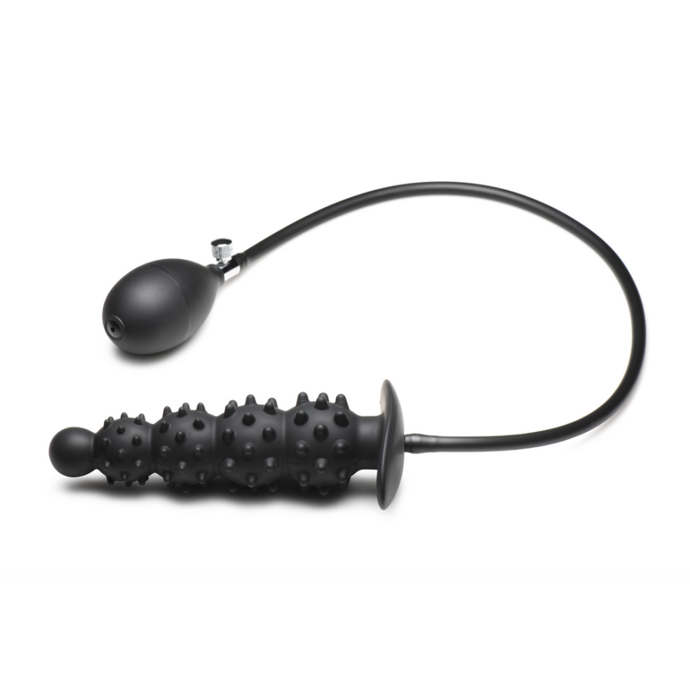 Ass Puffer - Nubbed Inflatable Silicone Anale Plug - Zwart - Afbeelding 4