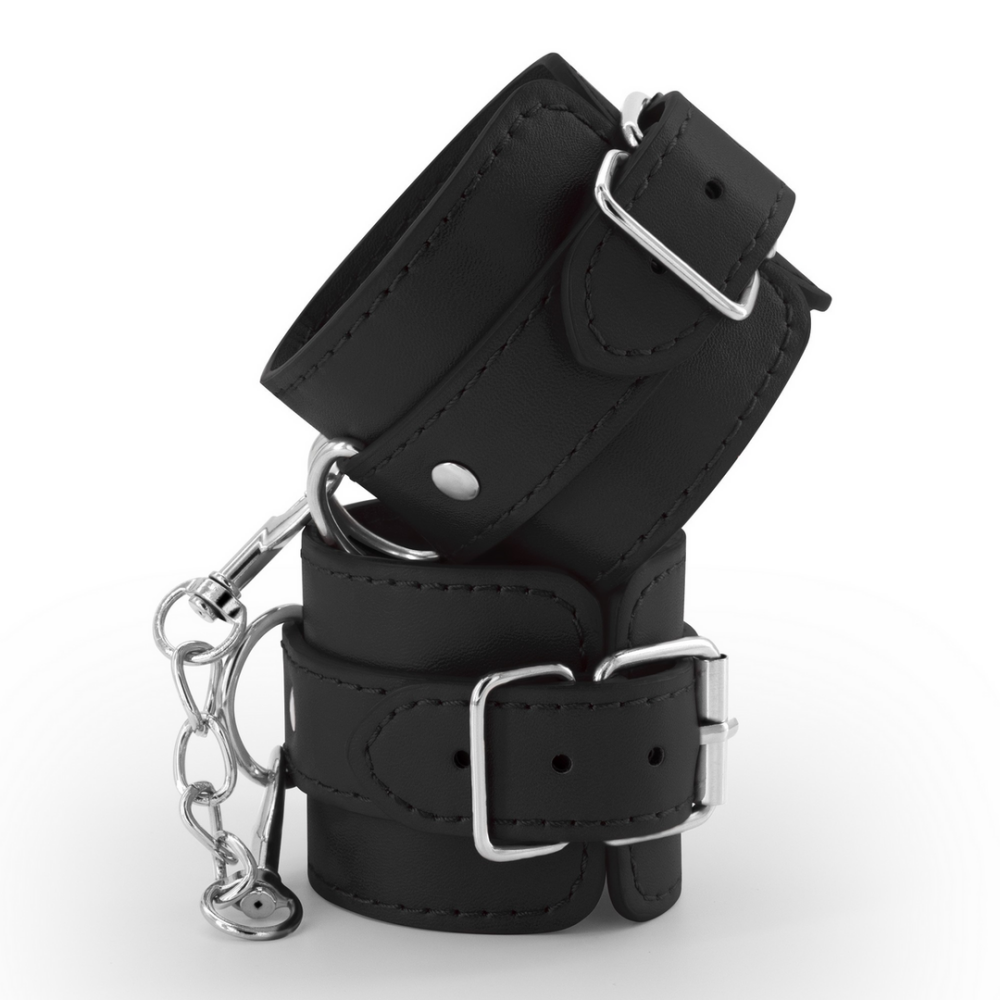 Bondage Love - Leren Handboeien - Zwart - Afbeelding 3