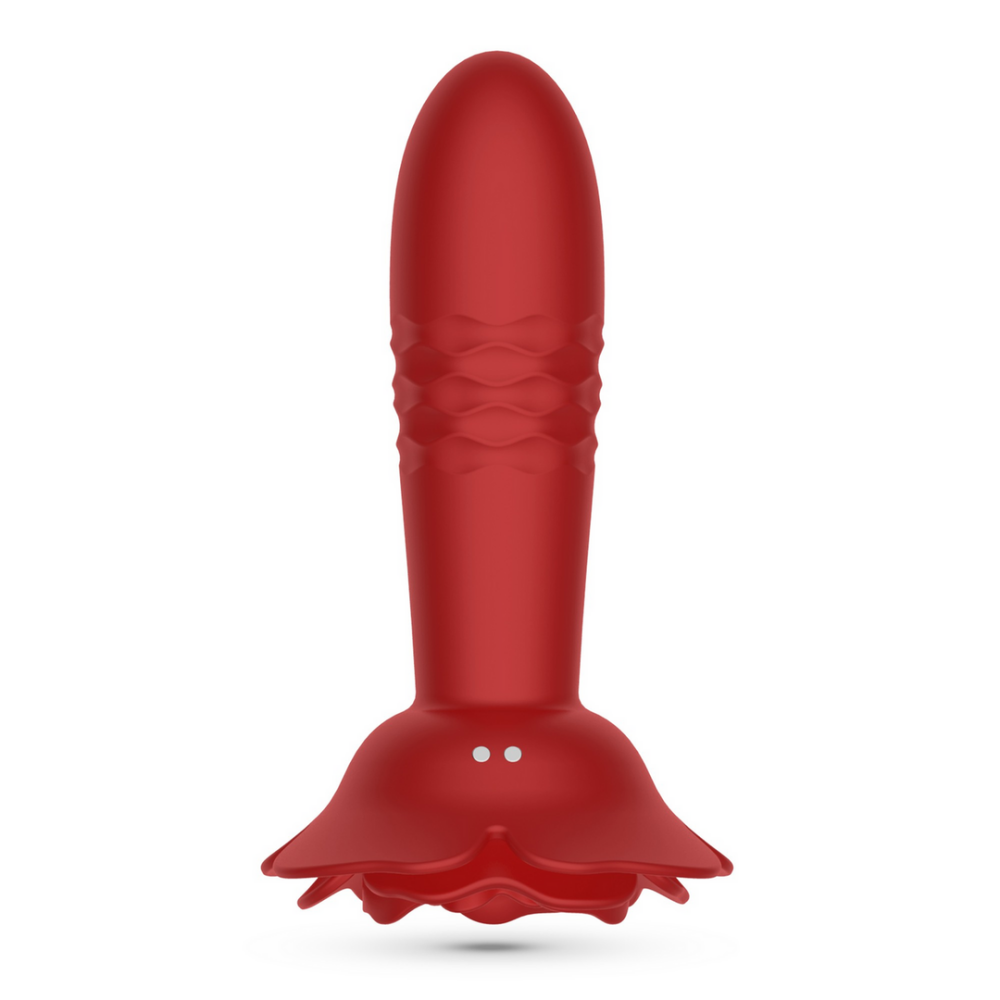 Romeo - Duwende Anale Rozenplug met Afstandsbediening - Rood - Afbeelding 4