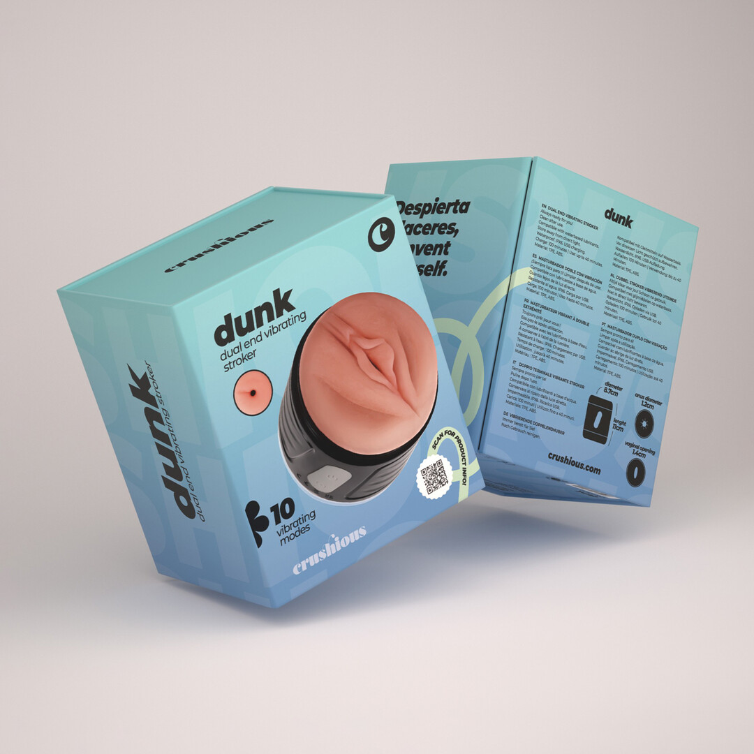 Dunk - Double Entry Masturbator with Vibration - Black - Afbeelding 4