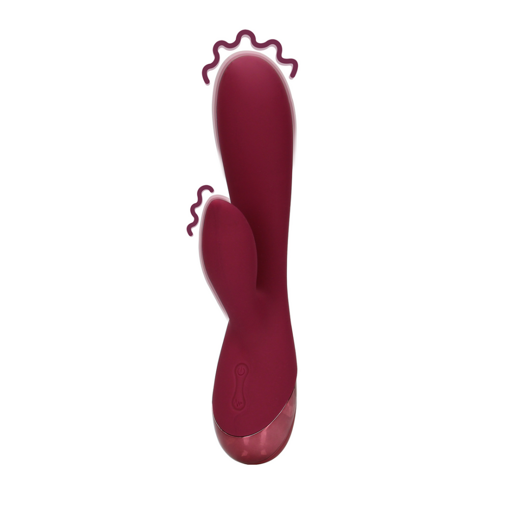 Zachte Siliconen Konijn Vibrator - Donker Kers