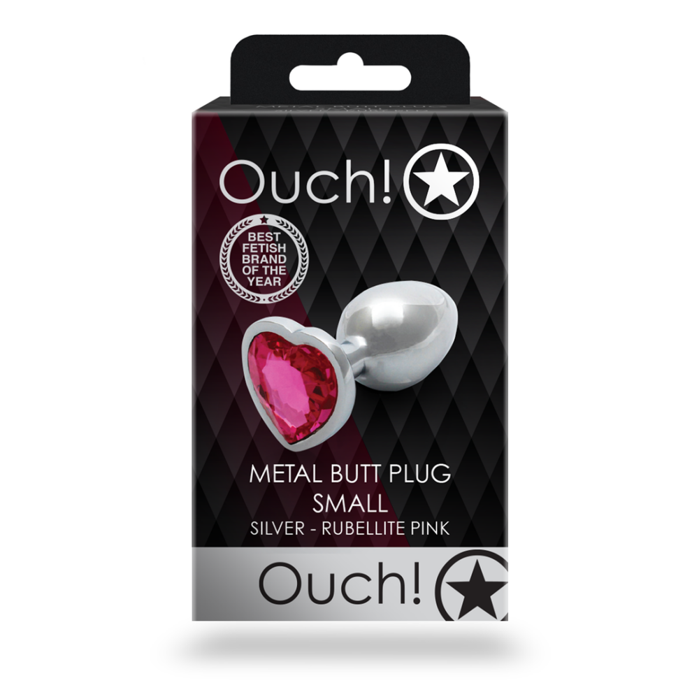 Hartje Gem Buttplug - Klein - Zilver/Rubelliet Roze - Afbeelding 3