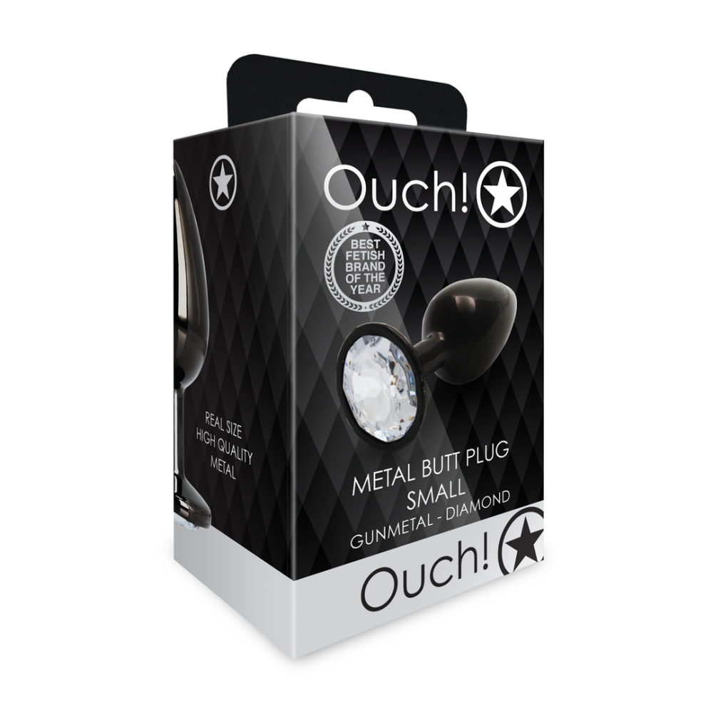Ronde Gem Butt Plug - Klein - Gunmetal/Diamant - Afbeelding 2