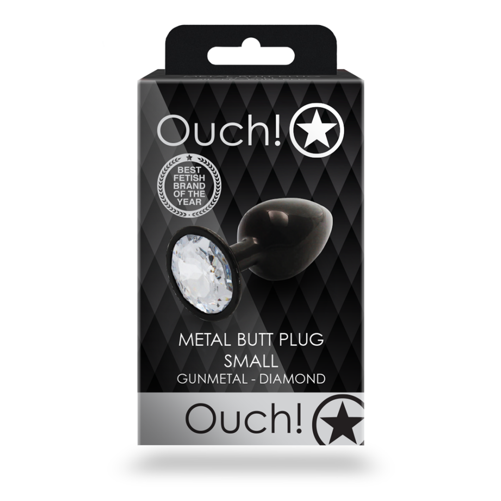 Ronde Gem Butt Plug - Klein - Gunmetal/Diamant - Afbeelding 3