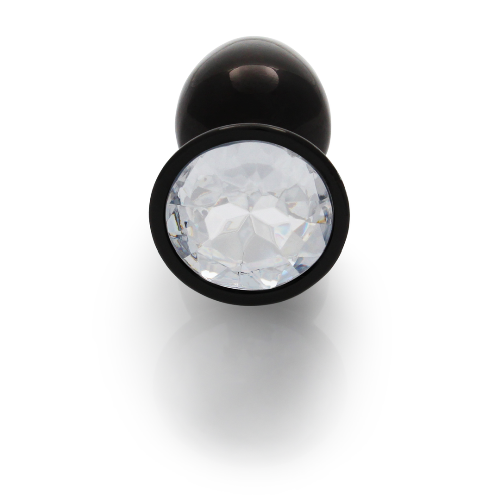 Ronde Gem Butt Plug - Klein - Gunmetal/Diamant - Afbeelding 5