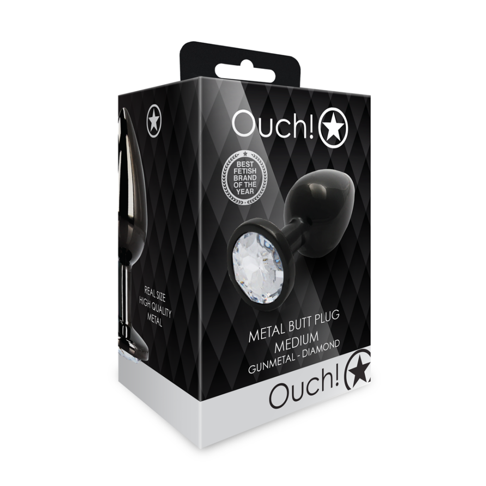 Ronde Gem Butt Plug - Medium - Gunmetal/Diamond - Afbeelding 2