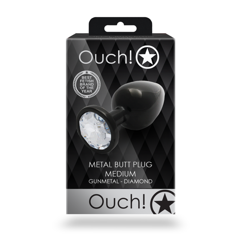 Ronde Gem Butt Plug - Medium - Gunmetal/Diamond - Afbeelding 3