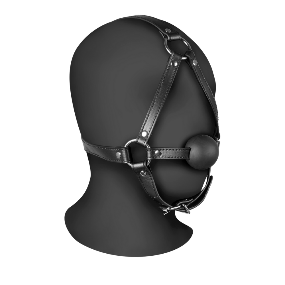 Hoofdharnas met Solid Ball Gag - Zwart