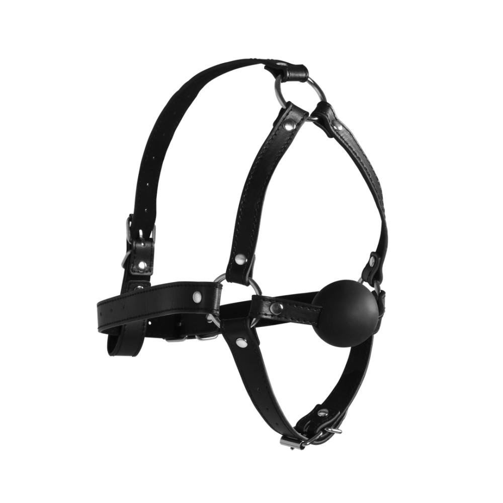 Hoofdharnas met Solid Ball Gag - Zwart - Afbeelding 4