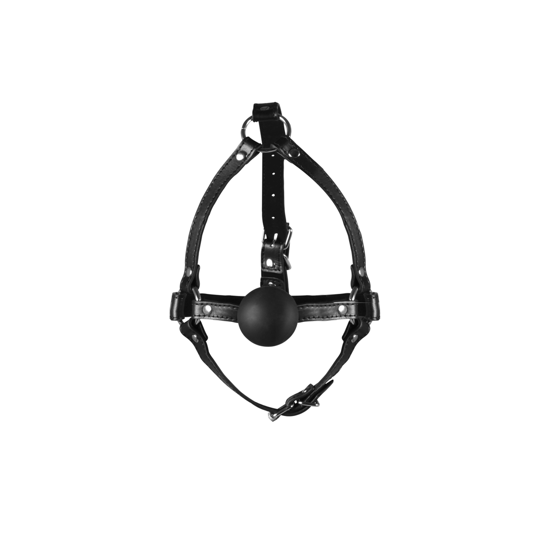 Hoofdharnas met Solid Ball Gag - Zwart - Afbeelding 5