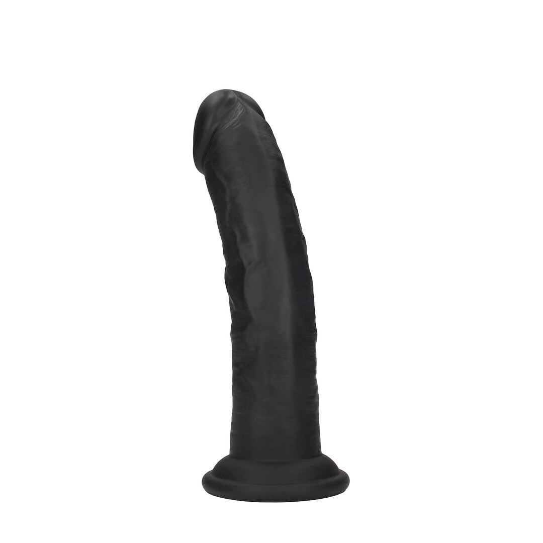 Dual Density Silicone Gebogen Realistische Dildo met Zuignap - 6 / 15,5 cm - Zwart