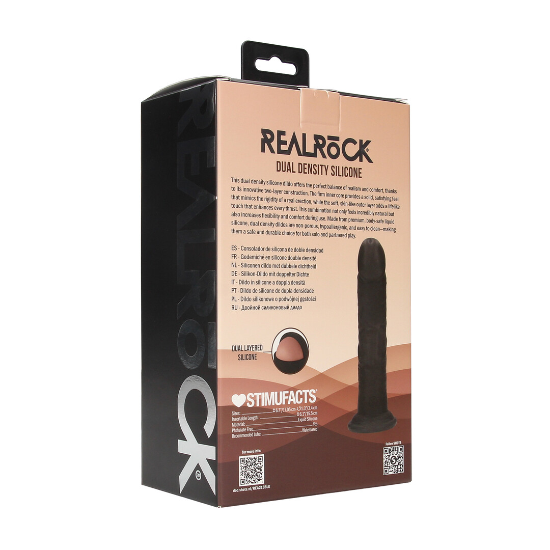 Dual Density Silicone Gebogen Realistische Dildo met Zuignap - 6 / 15,5 cm - Zwart - Afbeelding 3