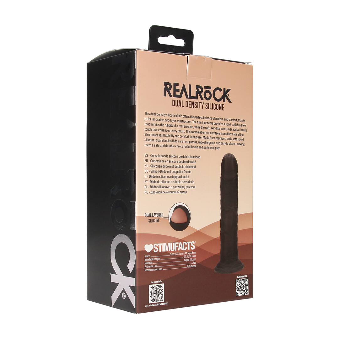Dual Density Silicone Gebogen Realistische Dildo met Zuignap - 7 / 18,5 cm - Zwart - Afbeelding 3