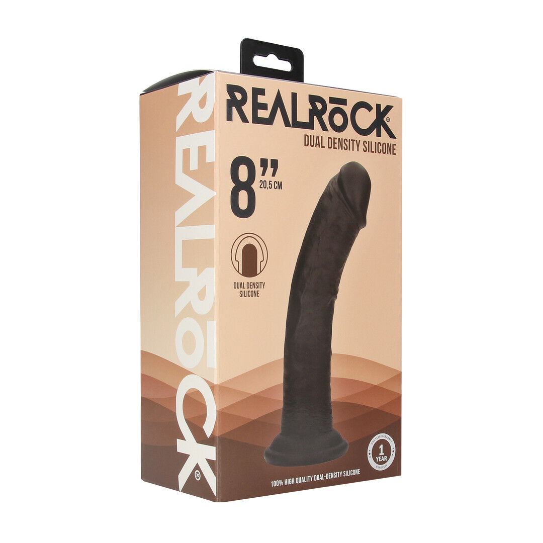 Dual Density Silicone Gebogen Realistische Dildo met Zuignap - 8 / 20,5 cm - Zwart - Afbeelding 2