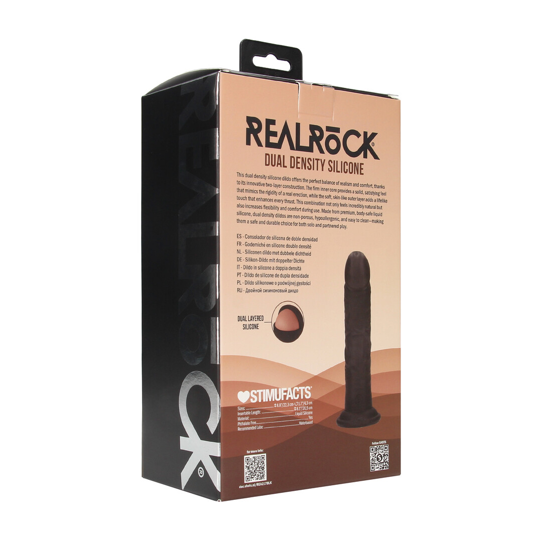 Dual Density Silicone Gebogen Realistische Dildo met Zuignap - 8 / 20,5 cm - Zwart - Afbeelding 3