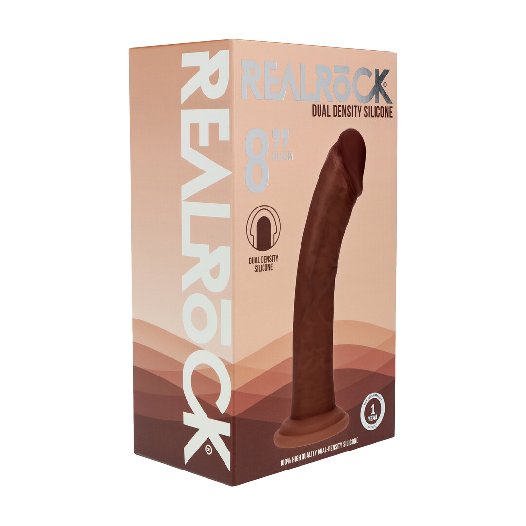 Dual Density Silicone Gebogen Realistische Dildo met Zuignap - 8 / 20,5 cm - Bruin - Afbeelding 2