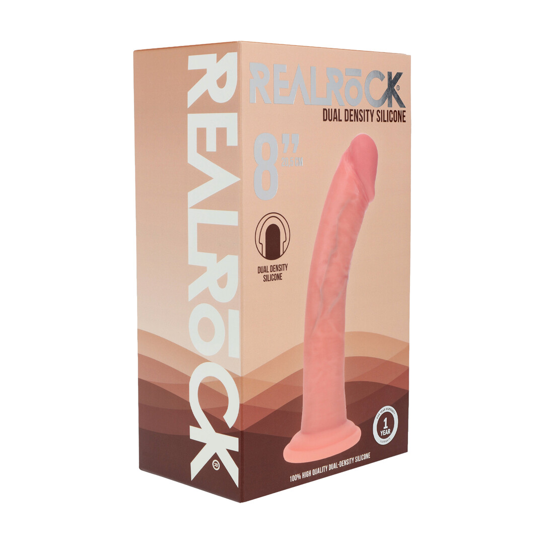 Dual Density Silicone Gebogen Realistische Dildo met Zuignap - 8 / 20,5 cm - Vlees - Afbeelding 2