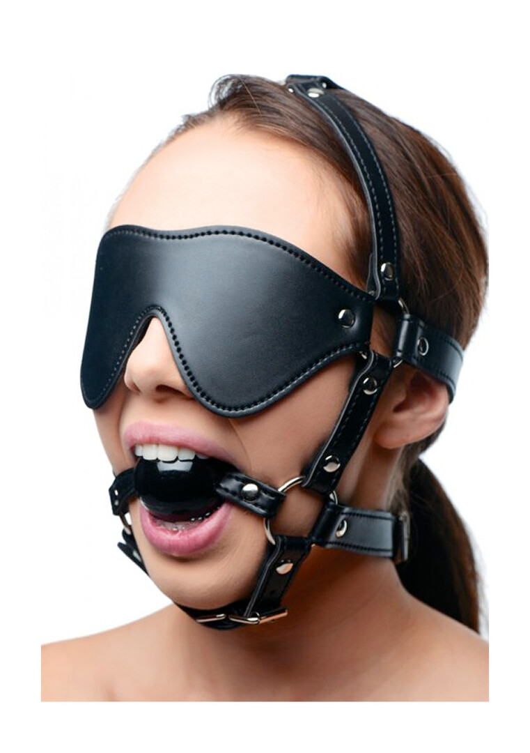 Oogmasker met Ballgag Harness - Afbeelding 3