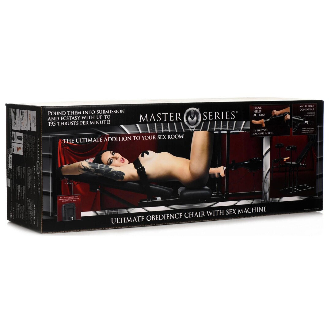 MS Obedience Chair met Sex Machine - Zwart - Afbeelding 2