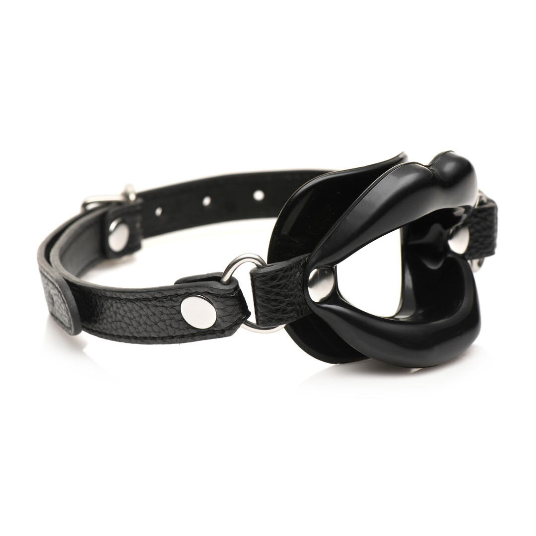 Juicy Lips - Siliconen Open Mond Gag - Zwart